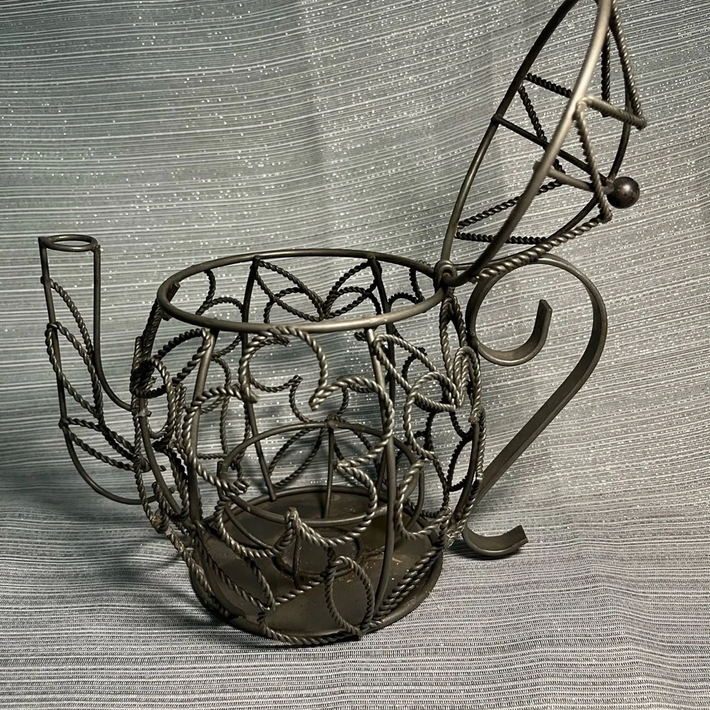 Vintage Metal Teapot Candleholder Farmhouse Ornate - Picture 2 of 7